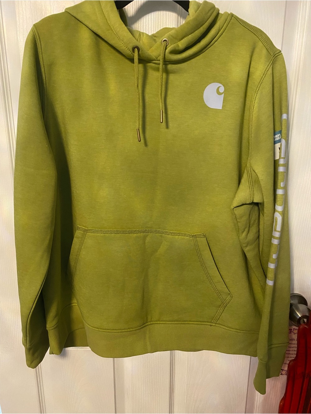 Carhartt Women's Relaxed Fit Lime Green Hoodie with Logo